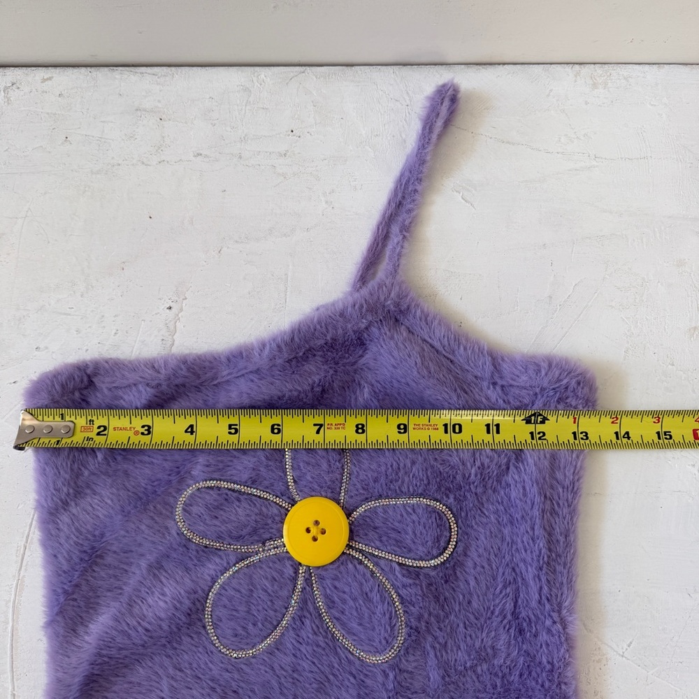 For Love & Lemons Finley Mini Purple Fur Flowers Dress Size XS - Picture 10 of 11